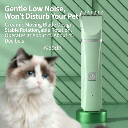 Ultimate 4-In-1 Pet Grooming Kit for Small Dogs and Cats - Quiet, Rechargeable Hair Trimmer with Interchangeable Heads and Nail Grinder