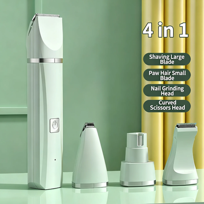 Ultimate 4-In-1 Pet Grooming Kit for Small Dogs and Cats - Quiet, Rechargeable Hair Trimmer with Interchangeable Heads and Nail Grinder