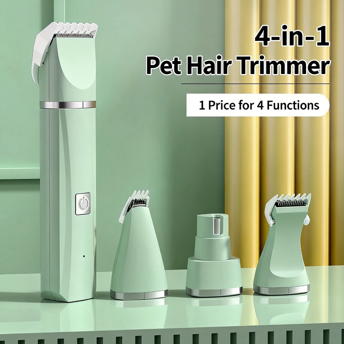 Ultimate 4-In-1 Pet Grooming Kit for Small Dogs and Cats - Quiet, Rechargeable Hair Trimmer with Interchangeable Heads and Nail Grinder