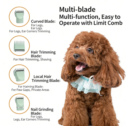 Ultimate 4-In-1 Pet Grooming Kit for Small Dogs and Cats - Quiet, Rechargeable Hair Trimmer with Interchangeable Heads and Nail Grinder